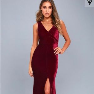 Lulus Crushin It Burgundy Velvet Dress